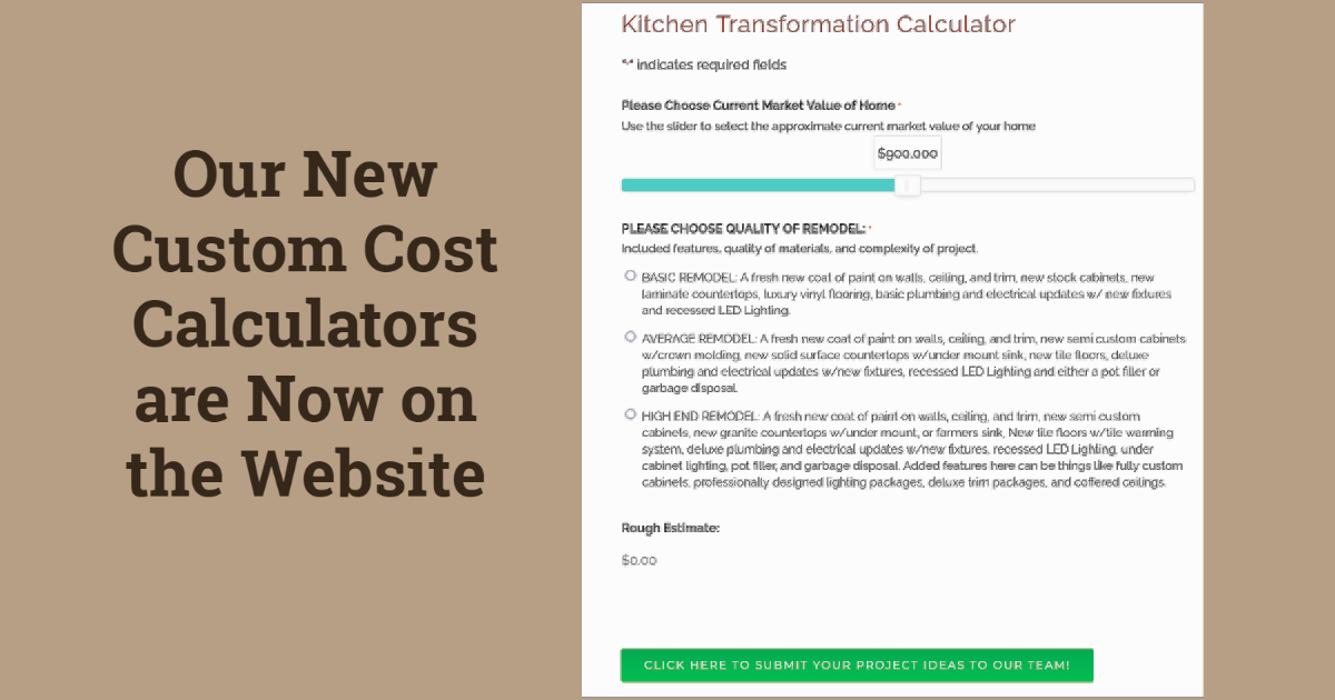 Our New Custom Cost Calculators are Now on the Website